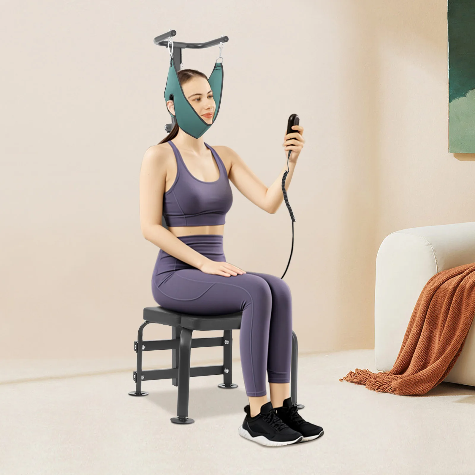 Stretching Training Equipment 55W 6000N Electric Neck Stretcher Cervical Traction Device with Sturdy Feet for Personal Use